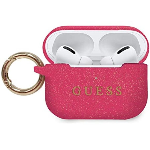 GUESS Pink Gold Glitter AirPod PRO Keychain Case - Picture 5 of 13